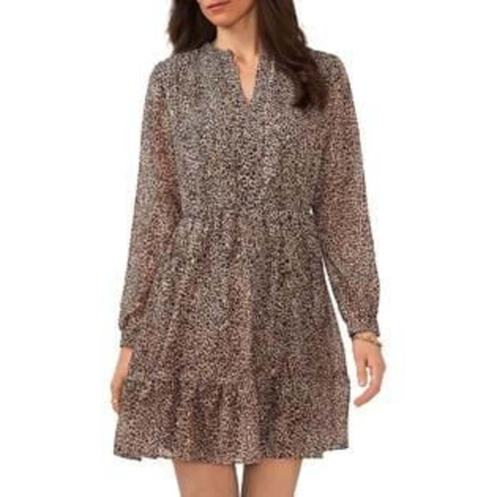 NWT Vince Camuto Off The Grid Foxtrot Tiered Pleated Mini Dress Size M